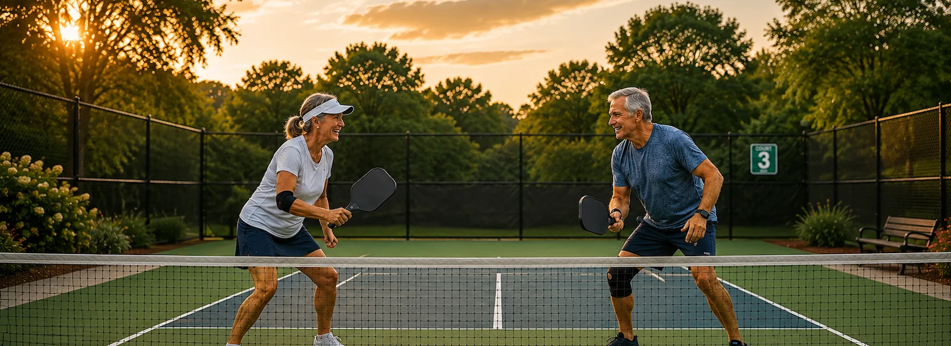 Older adults enjoying a game of pickleball